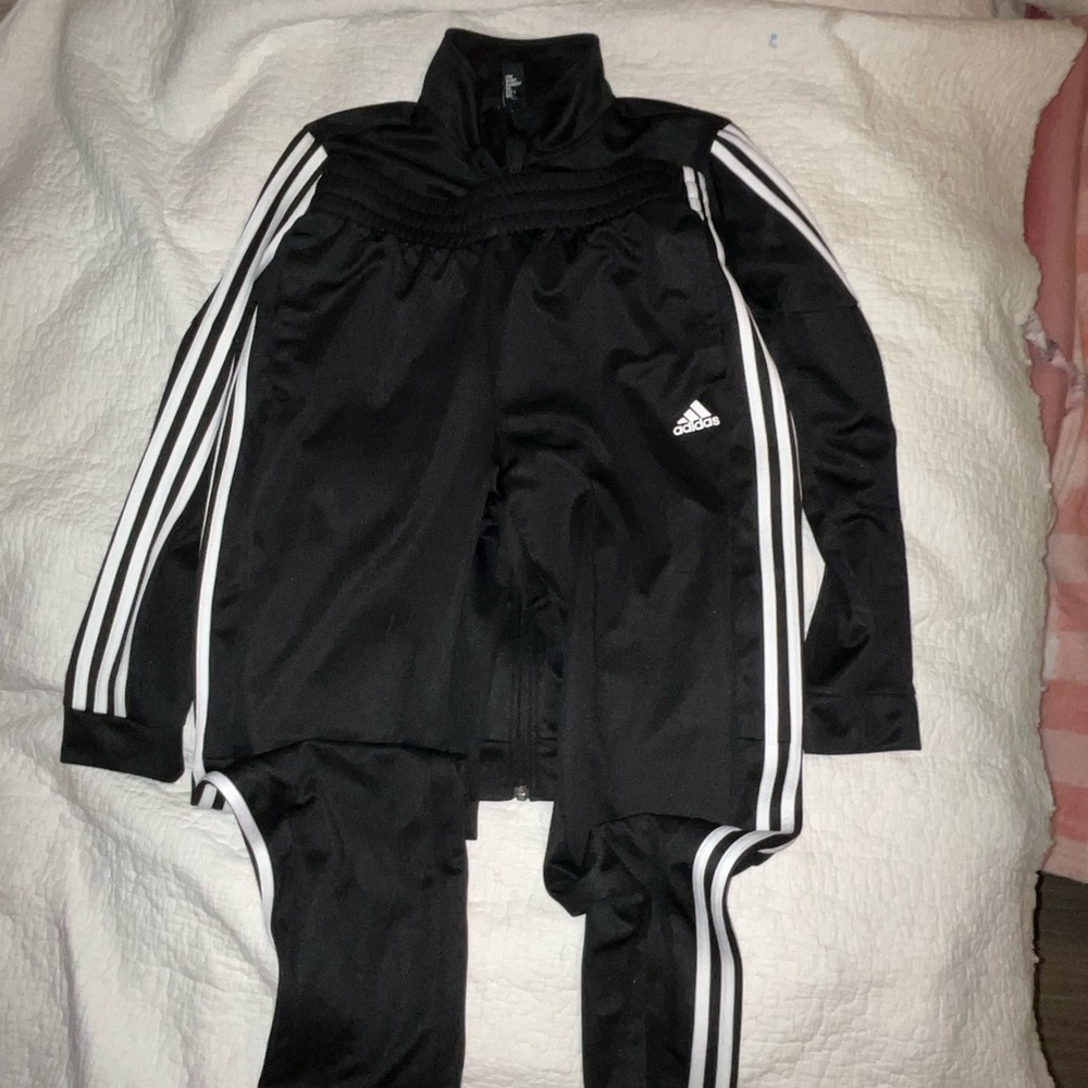 Adidas 3 Stripe Black Track Suit 🖤 Jacket & Pants Classic Street Wear